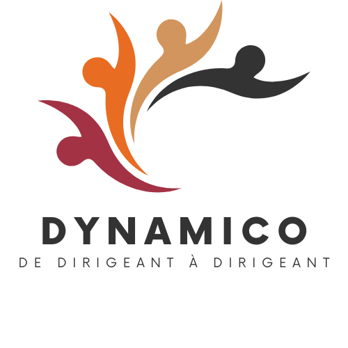 Logo Dynamico avec figures stylisées.